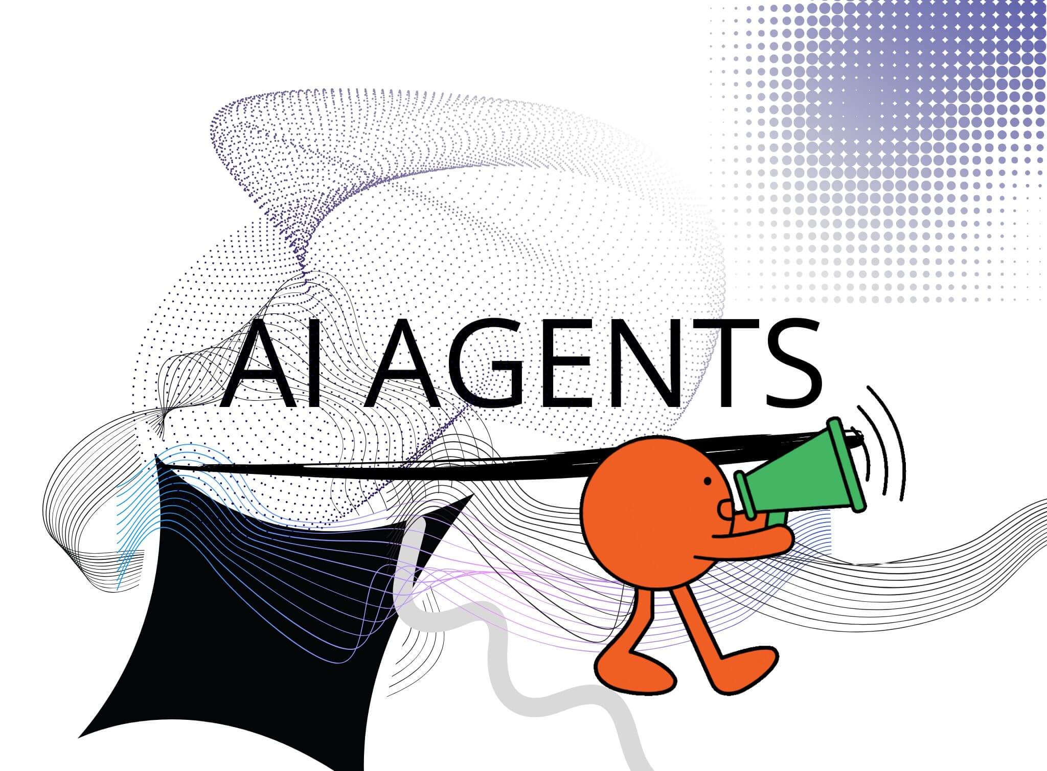 Cartoon character with megaphone illustrating the rise of autonomous AI agents