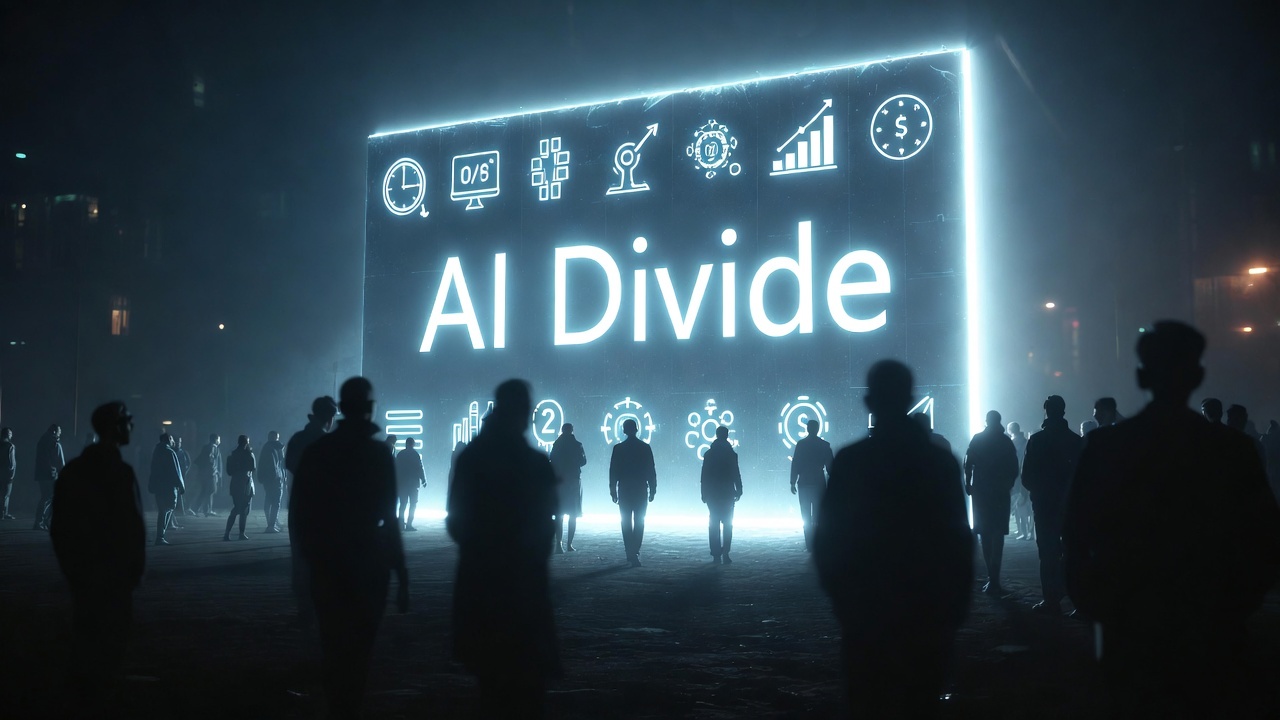 Graphic illustration of human silhouettes entering a building labeled ‘AI’, surrounded by symbols of time, risk and system alerts, representing emerging ethical risks, model drift and governance challenges in modern AI systems